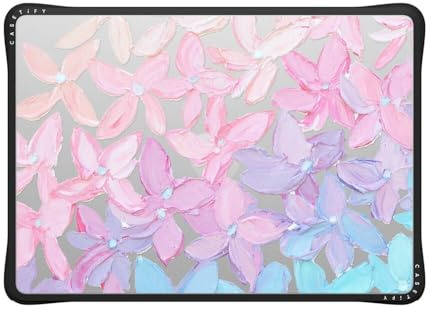 CASETiFY Impact MacBook Air 13.6 (M2-M4) Case [Cushioned Impact Corners/Scratch-Resistant/Anti-Slip Grip] - Clear Hydrangea Blooms - Clear Black