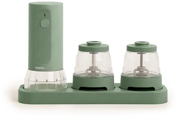 CREATE/SPICE GRINDER STUDIO PRO/Molinillo eléctrico para especias verde sage/Dos contenedores intercambiables. ajuste de molienda. cuchillas de cerámica. cuerpo de acero. 3.7W