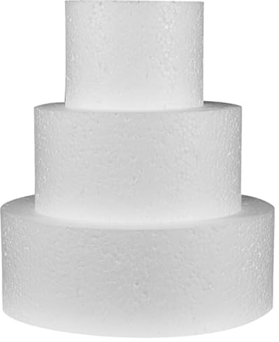 Festa Wow Torta Finta Disco Set 3 Pezzi in Polistirolo Rotondo Ø 15-25-35 H 10 cm Basi per Cake Design e Decorazioni Ideale per Torte,Compleanni,Comunioni,Battesimi,Cresima,Nascite,Laurea,Feste