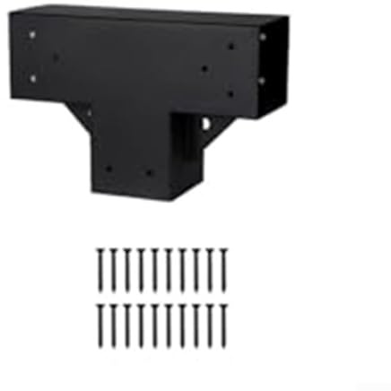 Oniissy 4x4 Inch Steel DIY Pergola Hardware Kit with 3-Way Right Angle Corner Bracket and Base for Garden Structures, Gazebos and Outdoor Living Projects (1pc)