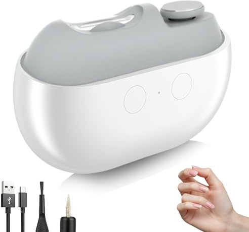 Electric Nail Clippers, 2026 Upgraded Nail Trimmer Nail Polisher 3 in 1, Portable Electric Nail File with LED Light, USB Rechargeable, Nail Scraps Storage, for Kids, Seniors, Weak Hands (White)