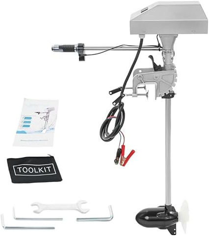Motore fuoribordo elettrico, motore elettrico da barca, 1500 W e una velocità fino a 4200 Rmp con display LED, portata massima 750 kg, motore a traina, velocità regolabile
