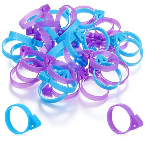 Lot de 40 attaches réutilisables en silicone pour poches à douille pour cupcakes, cookies, pâtisserie – 20 bleus + 20 violets