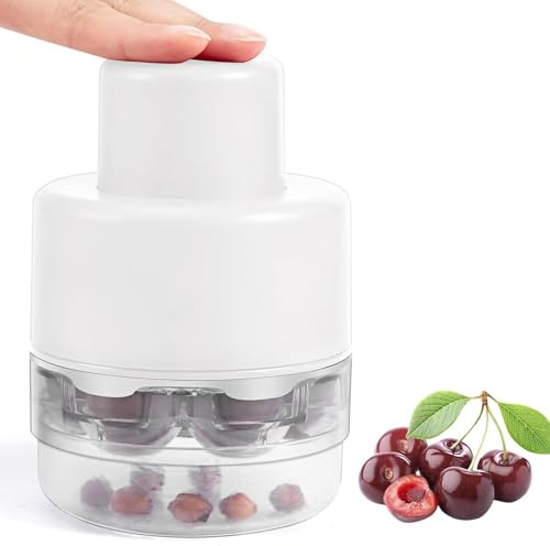Cherry Pitter, Multiple Cherry Stoner Remover, Portable Cherry Pip Remover with 7 Holes, Easy to Use, Multiple Cherry Stoner Seed Remover Tool for Making Jam, Dishes and Fruit Salads (White)