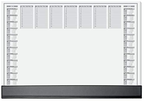 SIGEL HO365 Papier-Schreibtischunterlage mit Schutzleiste, aktueller 2-Jahres-Kalender, ca. DIN A2, 40 Blatt, vegan, Schreibunterlage aus nachhaltigem Papier