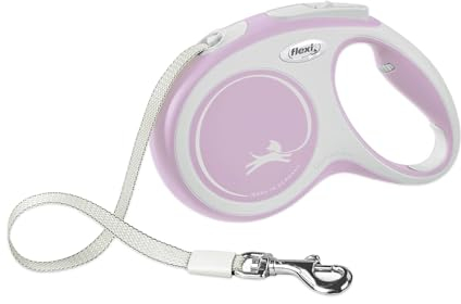 FLEXI® New Comfort einziehbare Hundeleine (Band), ergonomisch, robust und verhedderungsfrei, für Hunde bis zu 12 kg, 3 m, Größe XS, Pink/Rosa