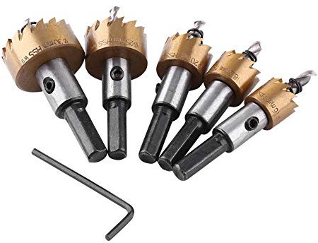 5pcs titanio HSS punta trapano hole saw cutter tool kit con 1 pz chiave esagonale per legno di plastica lavorazione dei metalli cutter tools 16-30mm
