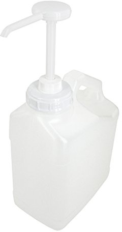Portable Storage Jugs with Pump Dispenser Caps, Plastic (Natural, 1 Gallon Wide Mouth)