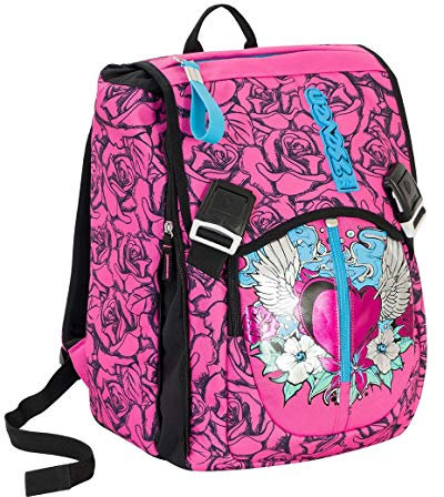 Zaino scuola SEVEN - LEFLEUR - Rosa - estensibile - 28 LT - elementari e medie - inserti rifrangenti