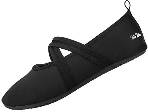 WeWee® Barfußschuhe Damen [Gr. 35-43] mit stützendem Band für perfekten Halt I Federleichte Barfuss Schuhe Damen Outdoor für freie Füße I Schwarz Cross I Größe: 38-39 EU I L