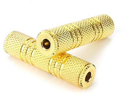 3.5mm Coupler, Devinal 1/8 TRS/TS Female to Female Stereo Adapter Jack, Gold Plated Female Gender Changer, Aux Cord Connectors Extender 2 Pack