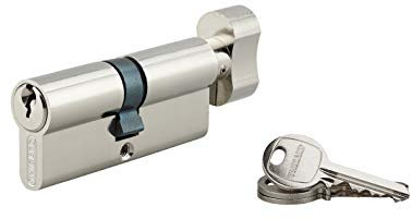Cilindro europeo per serratura a pomolo SA 40Bx40mm, anti estrazione, nichel, 3 chiavi - THIRARD