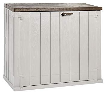 Toomax capanno porta attrezzi Storer Plus XL, volume da 1270 litri, finitura effetto legno, colore grigio talpa/marrone, dimensioni 145x85x124,5cm.