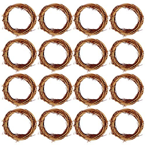 Grapevine Wreath Set, Marrywindix 16 Pieces Natural Vine Branch Christmas DIY Rattan Wreath Garland for Christmas Holiday Craft Wedding Decor (4 in.)