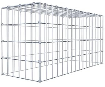 GABIONA Gabione tipo 3 rettangolare, larghezza maglie 5 x 10 cm, profondità 30 cm, gabbione 80 x 40 x 30 cm (lunghezza x altezza x profondità), anello a C
