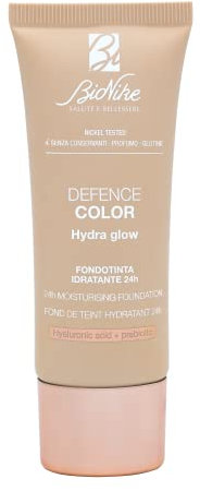Bionike Defence Color - Fondotinta Hydra Glow Idratante 24h, con Acido Ialuronico e SPF 15, per Pelli Normali e Secche, Azione Antiossidante e Protettiva, Dona una Pelle Luminosa e Sana, 30 ml