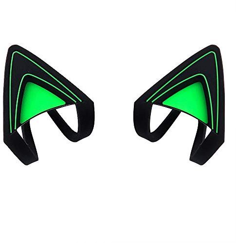 HUYUN Silicone Cat Kitty Ears Lovely Attachable Accessory headphone Compatible for Razer Kraken 2019, Kraken TE Headsets (Green)