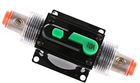 Auto-Leitungsschutzschalter,DC12-48V Inline-Auto-Leitungsschutzschalter,Manueller Rückstellschalter, automatischer Sicherungshalter,für Auto-Audio,Solar-Wechselrichter-System,Schutz, 10x4x4cm (10A)