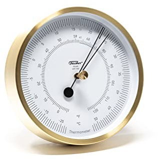 Fischer 1608T-45/geb - POLAR Thermometer - 133mm Messing-Bimetall-Thermometer - Celsius und Fahrenheit - Made in Germany