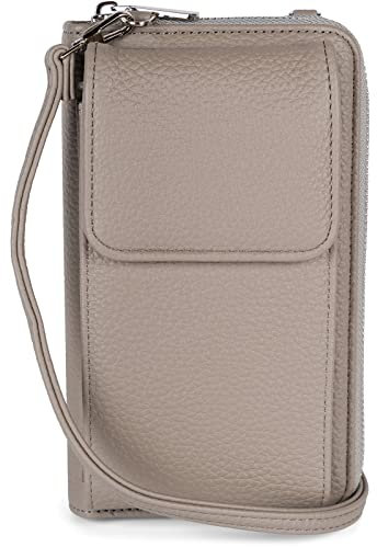 styleBREAKER Damen Mini Bag Geldbörse mit RFID Schutz und Handyfach | Crossbody Umhängetasche mit Schultergurt | Portemonnaie und Handytasche in einem | 19 x 11 x 5,5 cm, Farbe:Grau