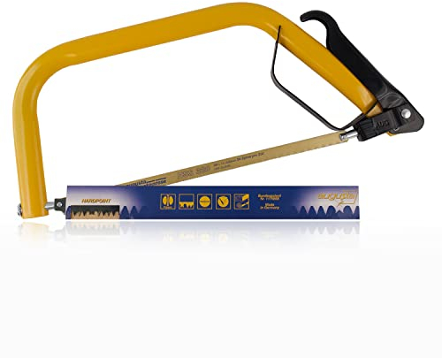 Sierra de arco y sierra para metales Augusta-Heckenrose 300 mm - práctica sierra 2 en 1 con palanca de liberación rápida - sierra universal para madera, metales y metales no ferrosos