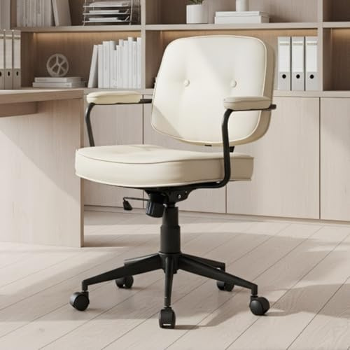 chairus Ergonomischer Bürostuhl PU Leder Schreibtischstühle Drehstuhl Verstellbarer Computerstuhl Modern Gepolsterter Arbeitsstuhl (Weiß)