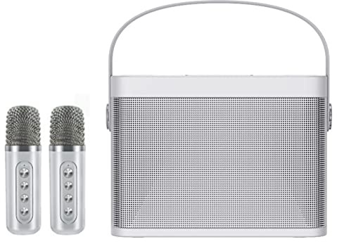 Wireless Speaker with Mic - Portable Vocal Machine with 2 Microphones - Long Lasting 8 Hours Gaming Accessories for Phones, Computers, TVs for Party, Office, Home Tumotsit