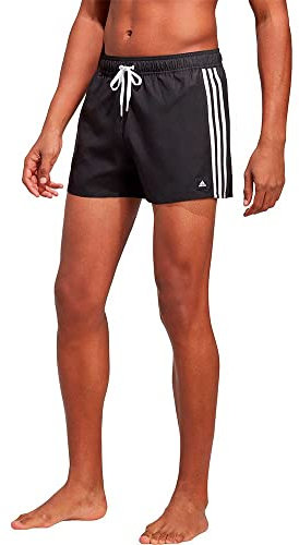 adidas Uomo 3-Stripes CLX Very-Short-Length Swim Shorts, Black / White, S
