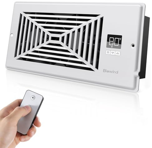 BIOWIND Quiet Smart Register Booster Fan Fits 4 x 10 Vent Opening, White