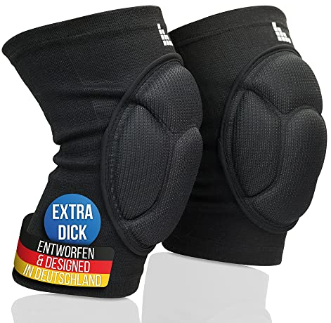 LAUTER SCHUTZ ® 3-ZONE Ginocchiere - traspiranti, elastiche, morbide - con imbottitura a 3 zone per protezione e libertà di movimento per pallamano, pallavolo, mountain bike e altro ancora (XL)