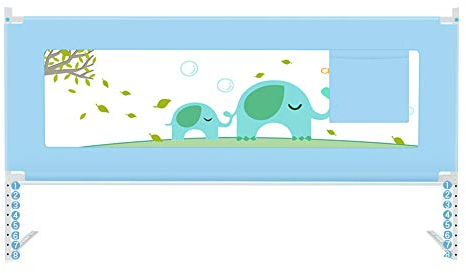 HAPPLiGNLY Bettgitter für Babys, Bettgitter, vertikales Heben, extra hoch, Multifunktions-Sicherheitsseitengitter, Krippengitter, abnehmbare Abdeckung, 1 Packung, Blau, 200 cm x 68 cm