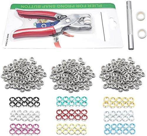 DUXEDO Pinzas de Hierro, alicates, tenazas de Carpintero, Herramientas de 9,5mm, 100 Juegos, 10 Colores, Pernos de presión de Anillo de Punta, Sujetadores a presión, Pinzas de alicates