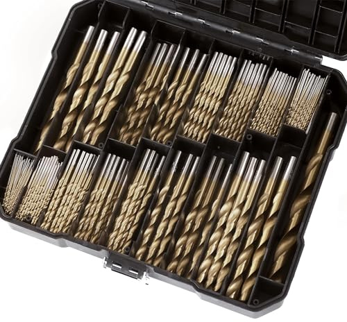 AIMLENTOOL 230 Pcs Drill Bit Set, 135° Tip Titanium Coated High Speed Steel, Twist Drill Bit Kit for Iron, Aluminum Alloy, Copper, Wood, Plastic, with Hard Storage Indexed Box 3/64''-1/2''