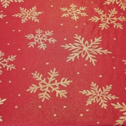 GALEONE BIANCHERIA E TESSUTI Stoffa Al Metro Utilizzabile Come Tessuto Per Tende Al Metro Stoffa Natalizia Stoffa Cotone Lurex Fantasia Neve (280X50 CM, ROSSO)