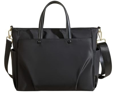 Anopo Laptop Handstache Computer Tote Tasche für Arbeit mit Trolley-Hülle Wasserdicht Shopper Umhängetasche Damen Herren 16 Zoll Schwarz