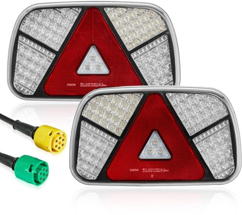 SPARKMOTO 12 V LED-Rücklichter für Anhänger, mit 5-poligem Bajonett-Stecker, 12 V Kombi-Rücklichter für Anhänger, LKW, Wohnwagen, Landmaschinen