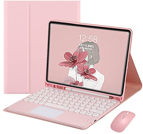 GUPENAA Rosado, Funda con Teclado para iPad Pro de 11 Pulgadas (M4) 2024 con Trackpad, Contiene Ñ, Portalápices Integrado, Teclado Bluetooth Inalámbrico Magnético Desmontable con Ratón