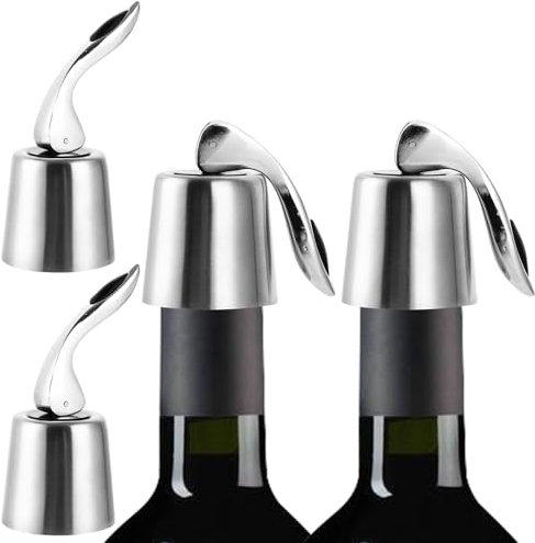 YAYODS 4 Stück Weinverschluss Vakuum Edelstahl WeinFlaschenverschluss - 4x9,2CM Wiederverwendbar Sektverschluss Flaschenverschluss Wein Verschluss - Sektflaschenverschluss Auslaufsicher Hält Frisch