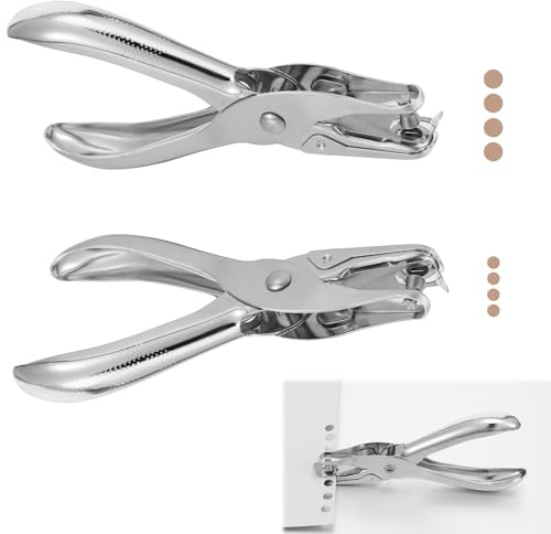 Yuanchu 1/4” Hole Punch and 1/8” Small Single Hole Punch, 8 Sheet Capacity Small Hole Punch Handheld Circle Paper Hole Puncher Tiny Hole Punch Small Hole Puncher for Tags Crafts Tickets Home Office