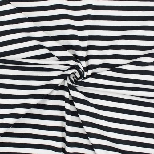 Jersey, leichter Jersey, gestreift, garngefärbt, 10mm, schwarz/weiß (50cm x 150cm)