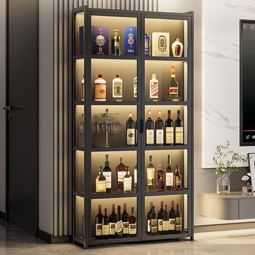 uofgcru glasvitrine vitrine, Natürlicher Bambusrahmen, Acryl-Sammlungsvitrine,Wohnzimmerschrank, Bücherregal aus natürlicher Bambusrahmen,Holzvitrine Bücher, Wein, Büro, Wohnzimmer(62×33×162cm)