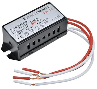 ZMZYELPECB Trasformatore elettronico for faretti a LED AC 220V a 12V 20-60W for Lampada alogena, Alimentatore for Driver LED(20W)