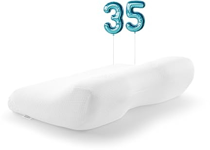 TEMPUR ErgoPlus MDV Oreiller Ergonomique en Mousse à mémoire de Forme pour Dormir sur Le Dos et sur Le côté, Sensation de Couchage Ferme, Taille L (54 x 32 x 12,5/7 cm), Blanc