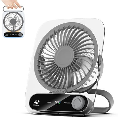Simpeak USB Desk Fan 3000mAh, Mini Quiet Adjustable Angle 199 Speed Battery Fan with LED Light for Office Picnic Trips