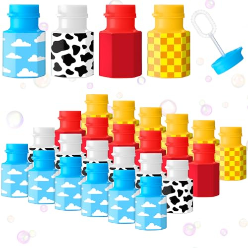 Rotatingpals 24-pack bulk bubbelstavar tecknad festtillbehör berättelse tema födelsedagsfest leverans tecknad tema födelsedagsfest fyllning tillbehör dekorationer för vuxna (vit, sexkantiga flaskor)