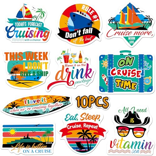 10PCS Large Cruise Door Magnets, Magnetic Waterproof Navigation Boat Anchor Cruise Ship Car Decors, Decorative Refrigerator Protector Magnets for Refrigerator, Carnival Cruise Party