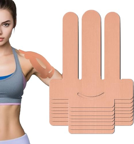 NELLHOMY 8 Pack Precut Kinesiology Tape for Shoulder Pain Relief | Breathable Cotton Sports Physio Tape, Waterproof Athletic Muscle Support, Latex Free & Skin Friendly, Skin Colour