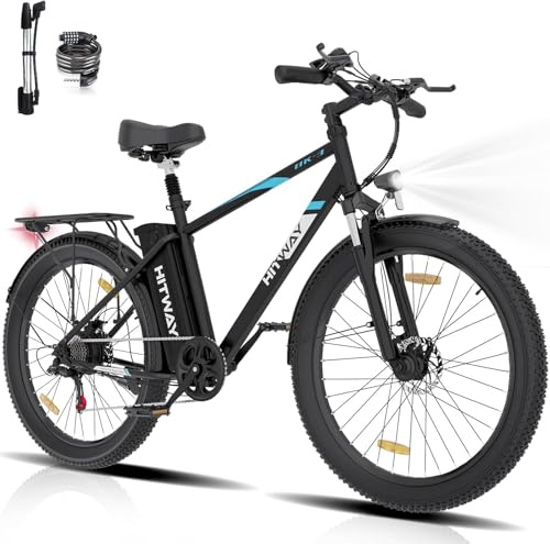 HITWAY E Bike Damen Herren E-Mountainbike 26 Zoll Pedelec Cityräder Elektrofahrrad,250W Motor,Li-Batterie 36V14AH/48V15Ah ebike,7 Gängen,bis 45-120km