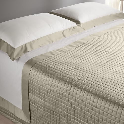 Mahome Completo Lenzuola Matrimoniale Cotone 100% Percalle 300 fili (TC) Balze in Raso - Lenzuolo sotto con angoli 180x200x30cm, Lenzuolo sopra 250x290cm, 2 Federe 80x50cm, Made in Italy (Corda)
