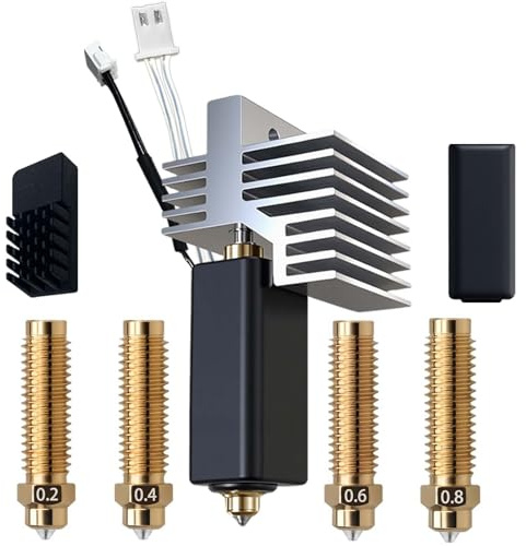 for Centauri Carbon Ceramic hotend, pre-Installed 0.4mm Brass Nozzle, Extruder hotend kit, Heat Sink Installed, with 0.2mm, 0.4mm, 0.6mm, 0.8mm Brass Nozzle, Silicone Sock and Nozzle Wipe